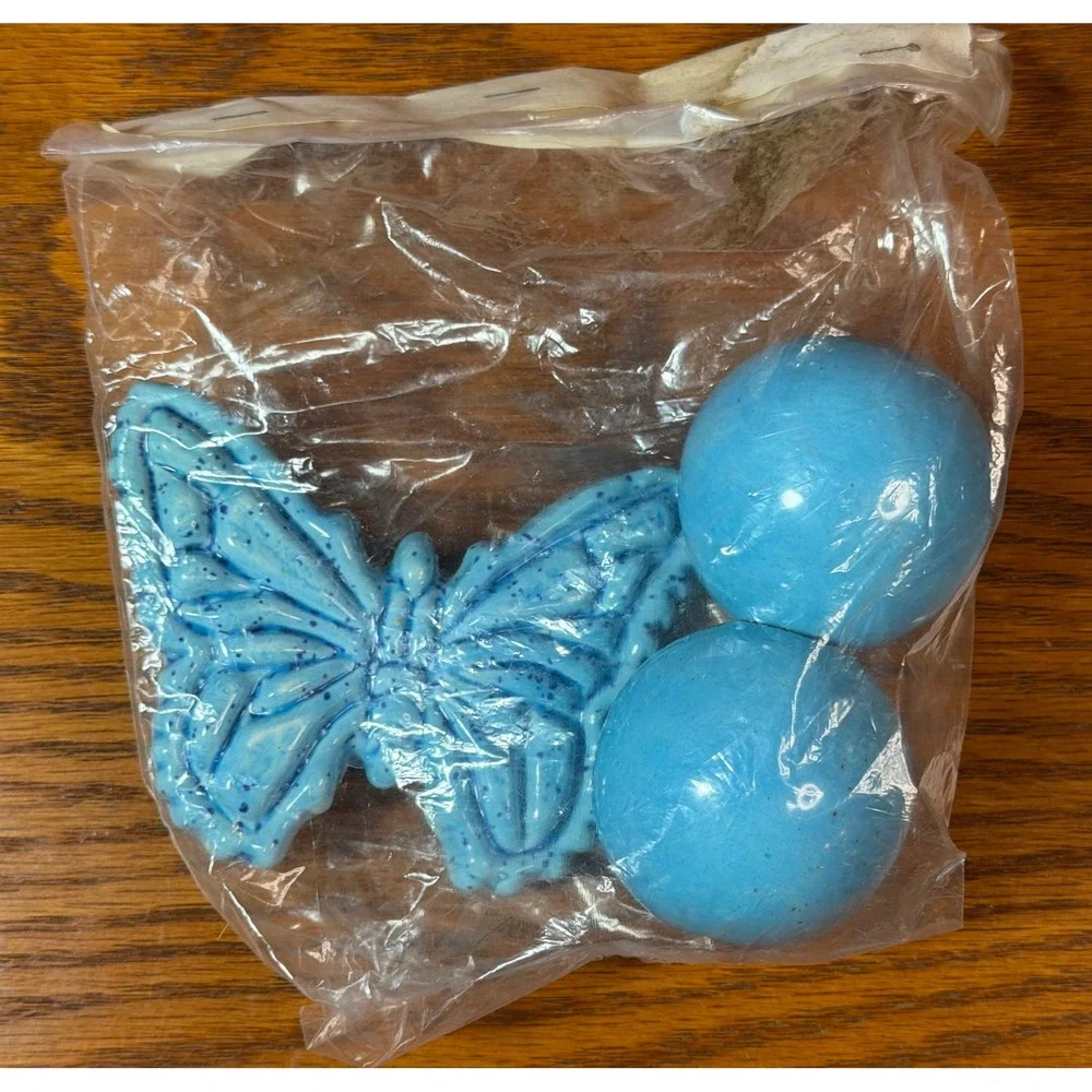 Vintage Butterfly Macrame Beads Ceramic Green Blue Boho Craft Jewelry Lot 7pc